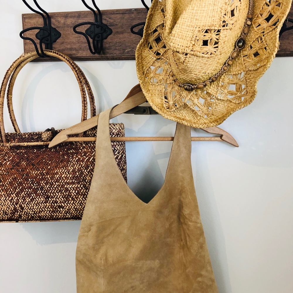 Vintage J.Crew suede halter top. Tan.